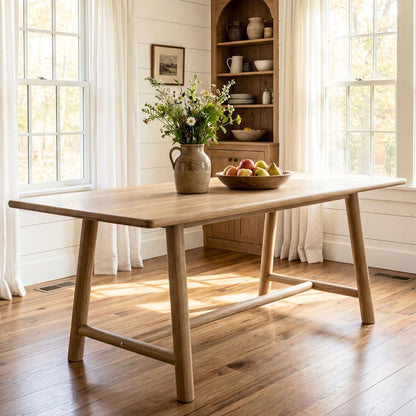 Ya-Home Natural Dining Table, 69" Wood Kitchen Table with Solid Wood Legs, Seats 4-6, Modern Farmhouse Dinner Table for Dining Room Home Office