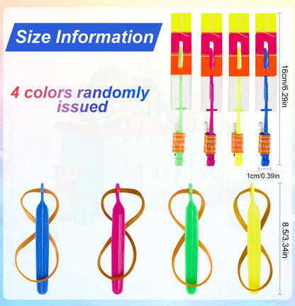 60pcs Led Arrow Helicopter Flying Toy Party Fun Gift Elastic Slingshot Flying Copters Birthdays Summer Day Party Favors Outdoor Game for Kids