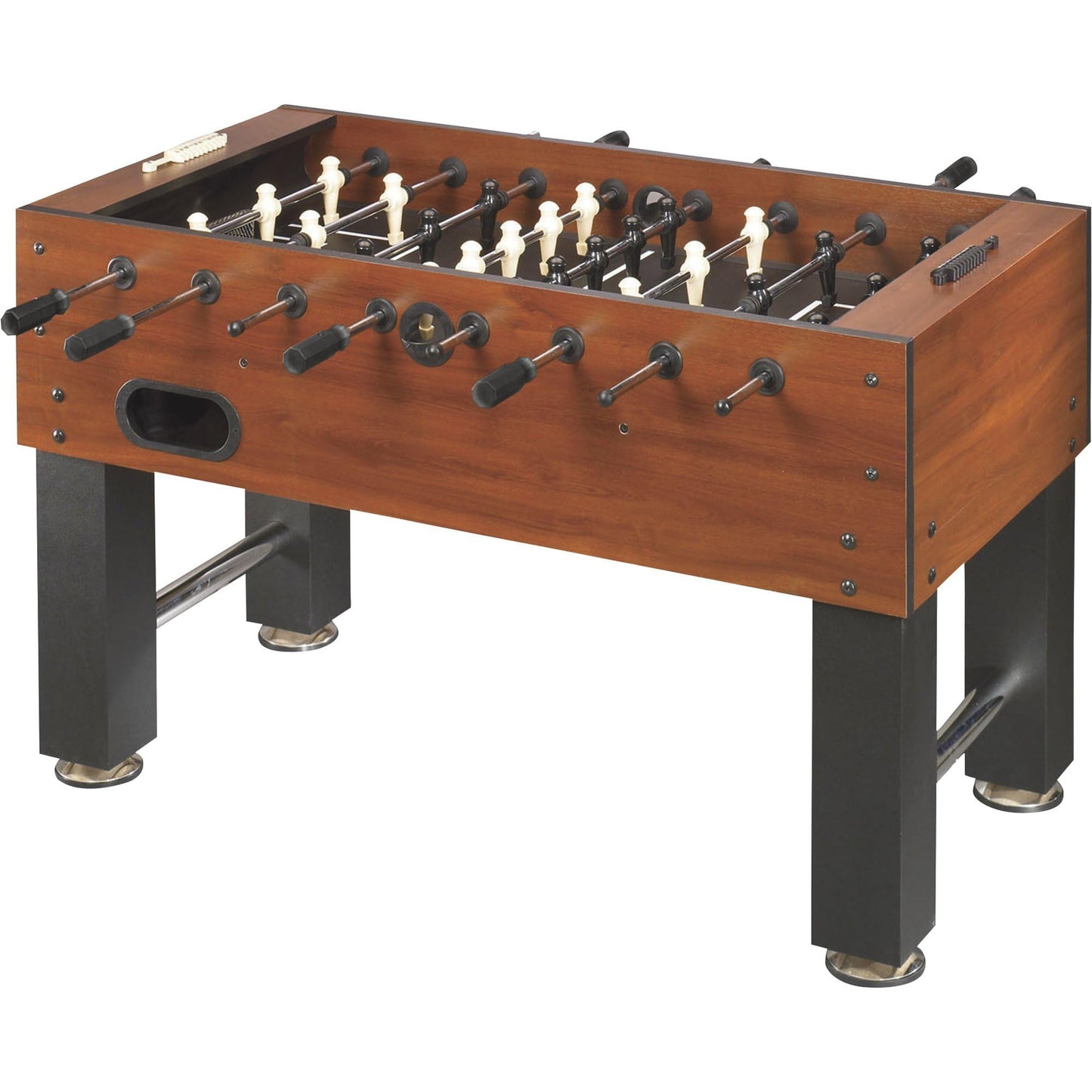 Fat Cat Tirade 4.5 Foot Foosball Table, Soccer Table Game for Adults with Abacus Scoring, Steel Rods, Mahogany Finish, Includes Foosball Balls