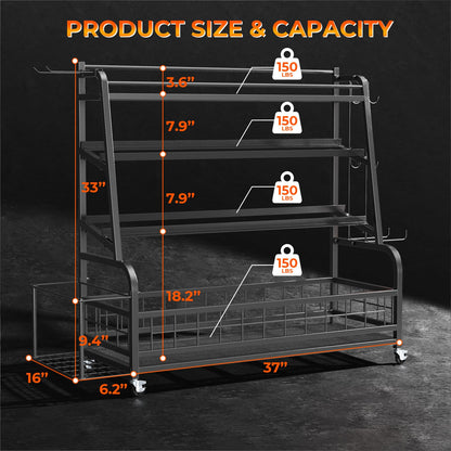 Upgraded XXL Dumbbell Rack Weight Stand - Bonvork Adjustable Weight Rack for Dumbbells, Home Gym Storage Rack With 3MM Thickened Angle Iron for Balls,Yoga Mat, Workout Equipment Organizer With Wheels