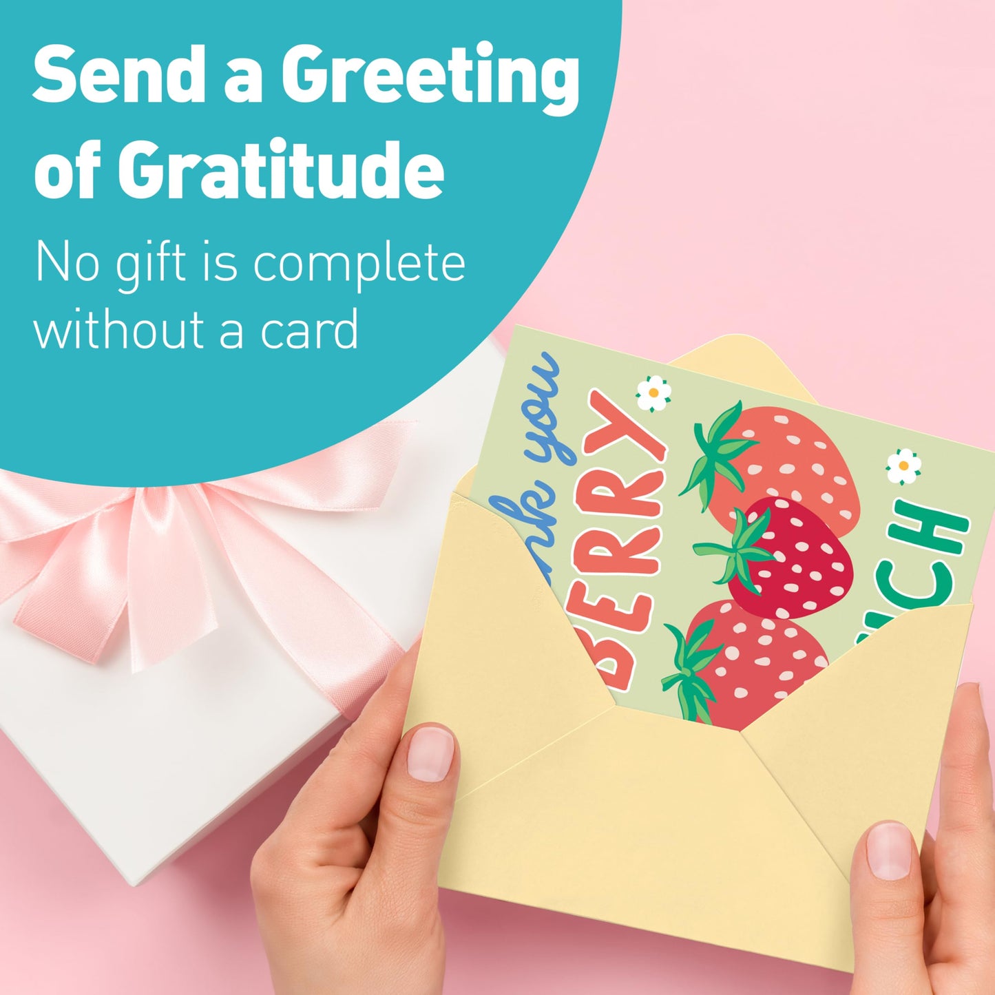Sweetzer & Orange S&O Funny Thank You Cards – 24 Punny Blank Cards with Envelopes – 6 Cute Card Design – 4x5.5 Appreciation Note Cards – Glossy Outside, Matte Inside – Pink, Green & Yellow Envelopes