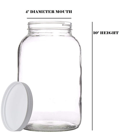 kitchentoolz 1 Gallon Glass Mason Jars – Extra Large Wide Mouth Jars with Airtight Lids – Perfect for Sourdough Starter, Fermenting, Pickling, and Storage – Made in the USA – Pack of 2