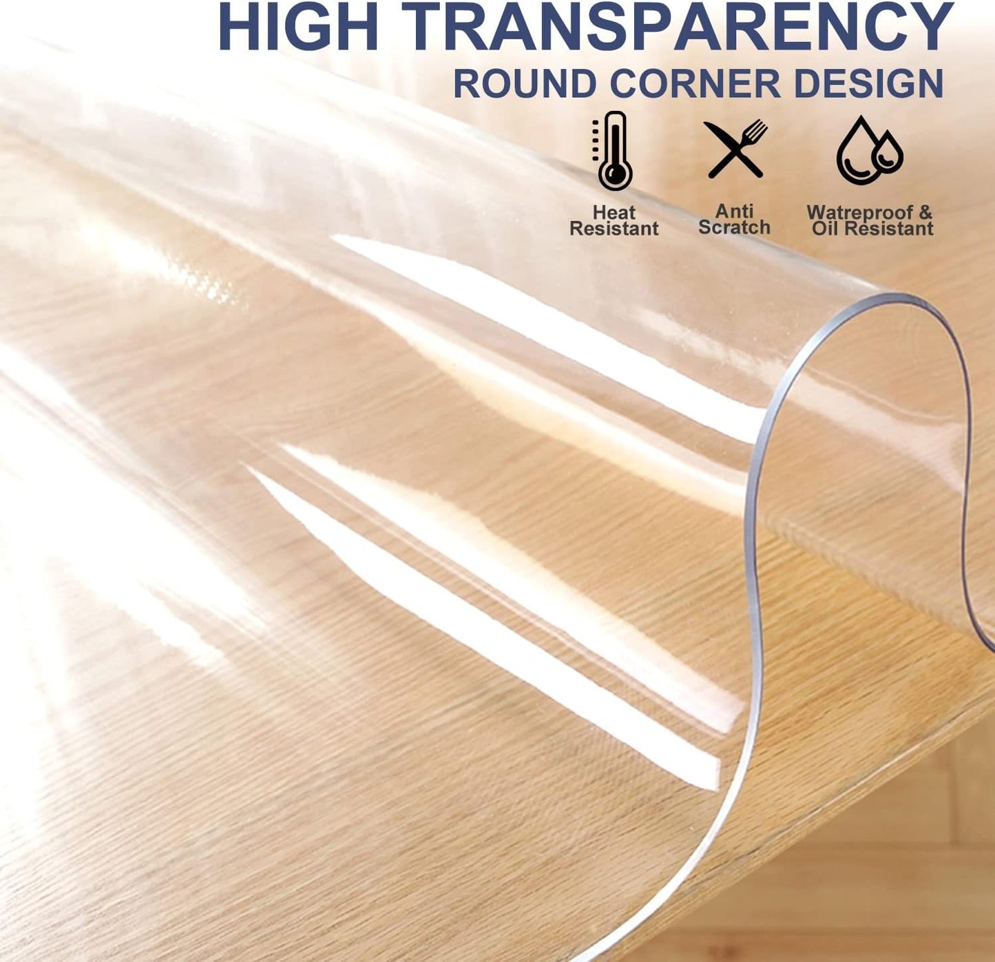 XEANGOUN 24x42 Inch 1.5mm Clear PVC Table Cover Protector Thick Custom Plastic Desk Pad Waterproof Vinyl Table Top