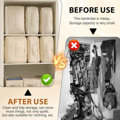 Ultra Space Saving Self Compression Organizer Bags | Heavy Duty Moving Bags for Comforters, Clothes, Blankets (Khaki, L)