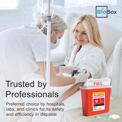 Sharps Container Small - Sharps Containers for Home Use and Labs - Portable Needle Disposal and Travel Size Biohazard Bin - (5 Quart, 1 Count)