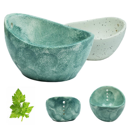 Earthenware Herb Stripping Bowl 2Pack, Pottery Herb Stripper Bowl Handmade, New Earthenware Kitchen Tools Supplies, Multiple Size Holes for Stripping Herbs, Rosemary, Thyme(3.94"x3.35"x2.28")