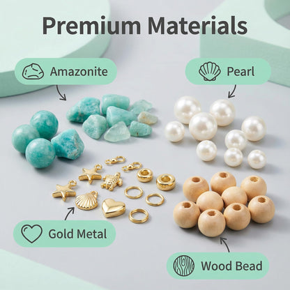 Jewelry Making Kit for Adults, 1920+ Pcs Natural Stone Beads for Bracelets Making, Includes Amazonite, Pearls, Irregular Stones & Letter Beads, DIY Crystal Bracelet Making Kit with Tools & Storage Box