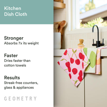 GEOMETRY Kitchen Dish Cloths - Spring & Summer Collection - Premium Dishcloths with Geoweave - Absorbent & Fast Drying Kitchen Towels - Soft Floral, 10" x 10" - 3-Pack