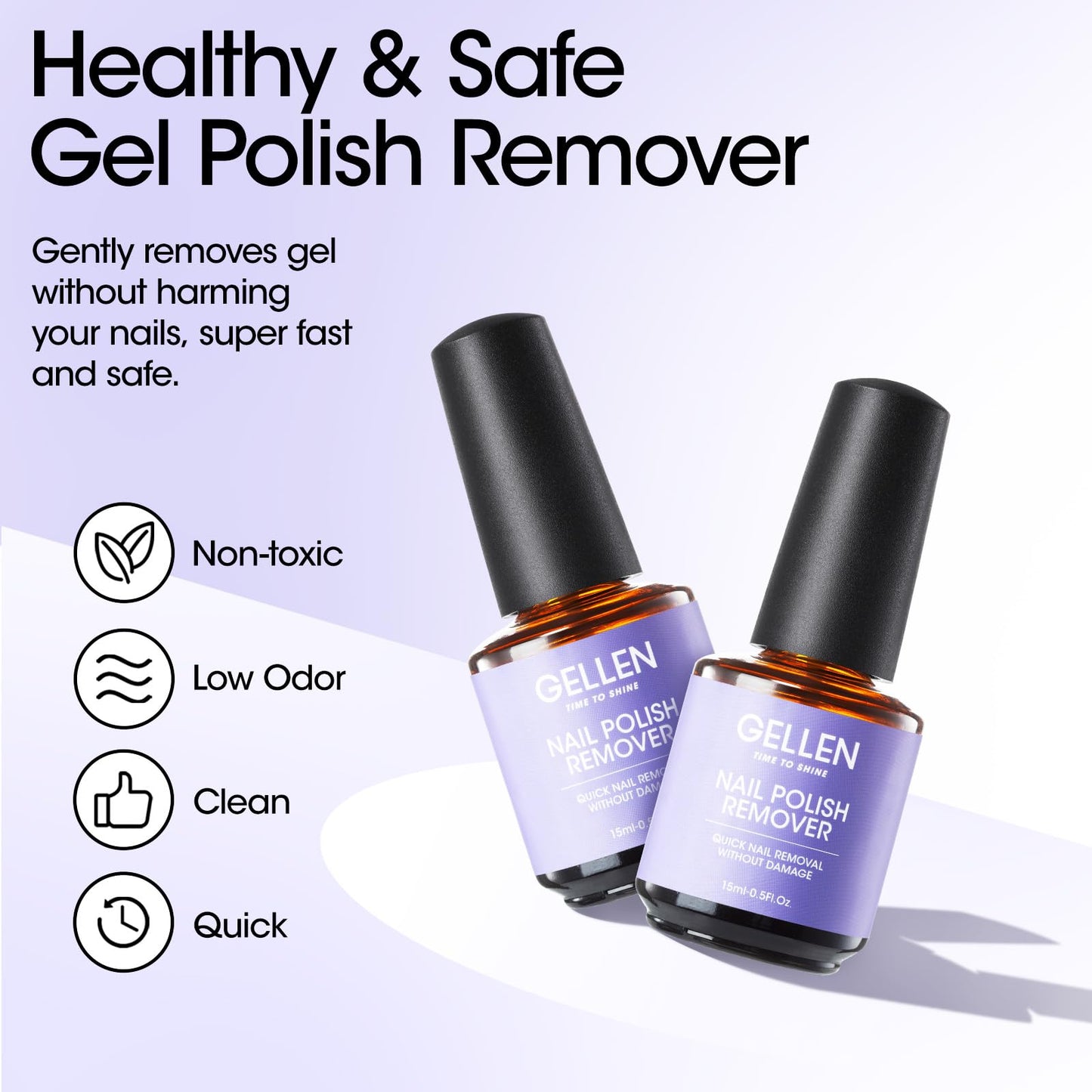 Gellen Gel Nail Polish Remover Kit, Gel Polish Remover for Nails with Liquid Latex Tape Cuticle Oil and Manicure Tools, Quick & Easy Gel Remover in 3-5 Minutes, No Soaking Or Wrapping