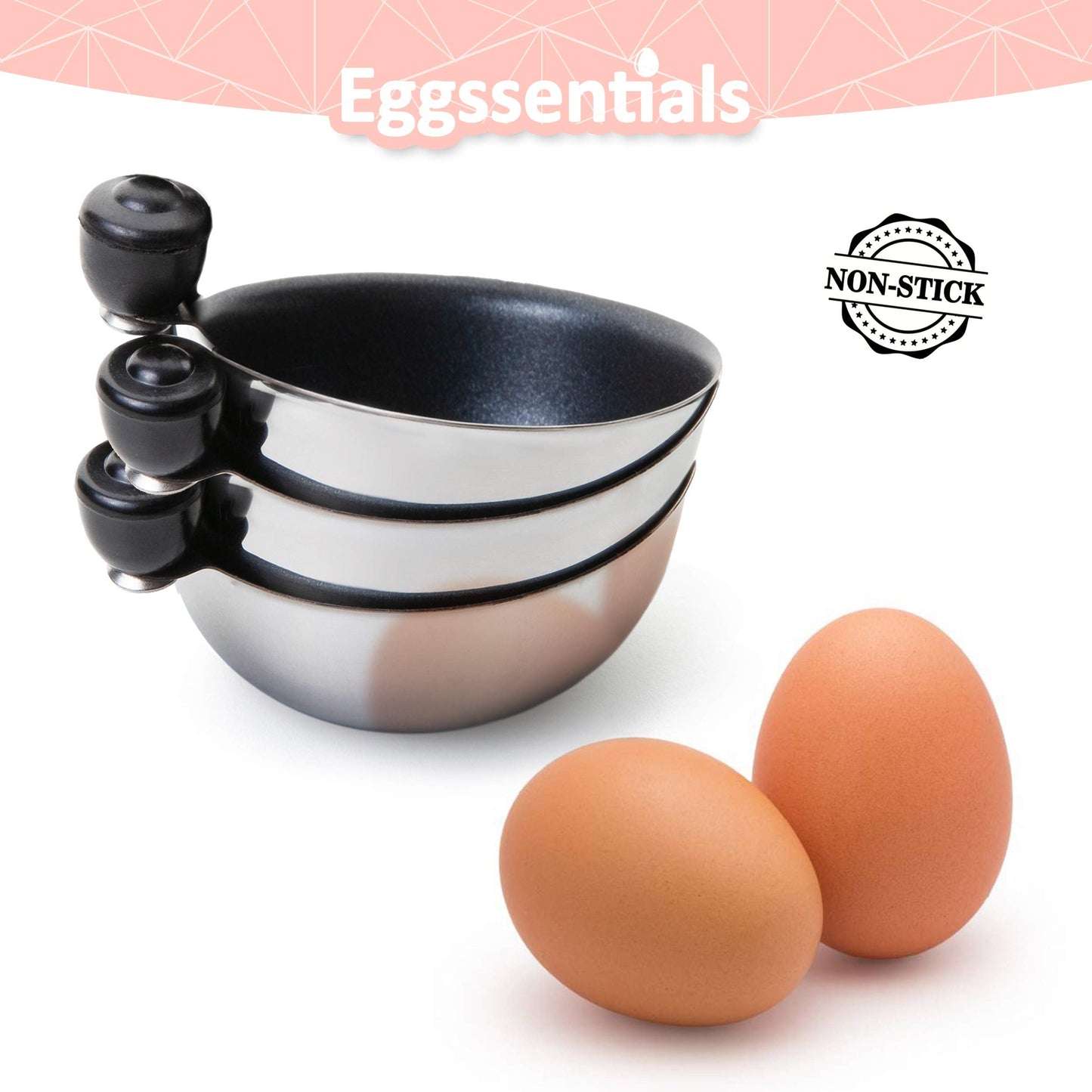 Eggssentials Egg Poacher Replacement Spare Stainless Steel 68mm in Diameter Anti-Stick PFOA Free Individual Removable Poaching Cups (6)
