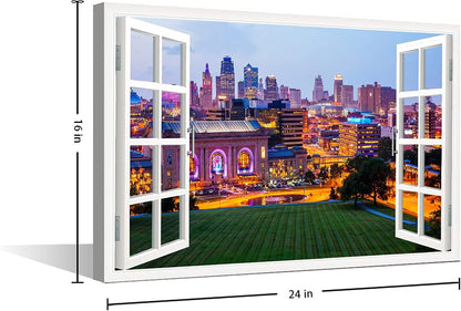 Art Paintings for Home Walls Kansas City, Missouri Cityscape Canvas Wall Art for Bedroom Decor