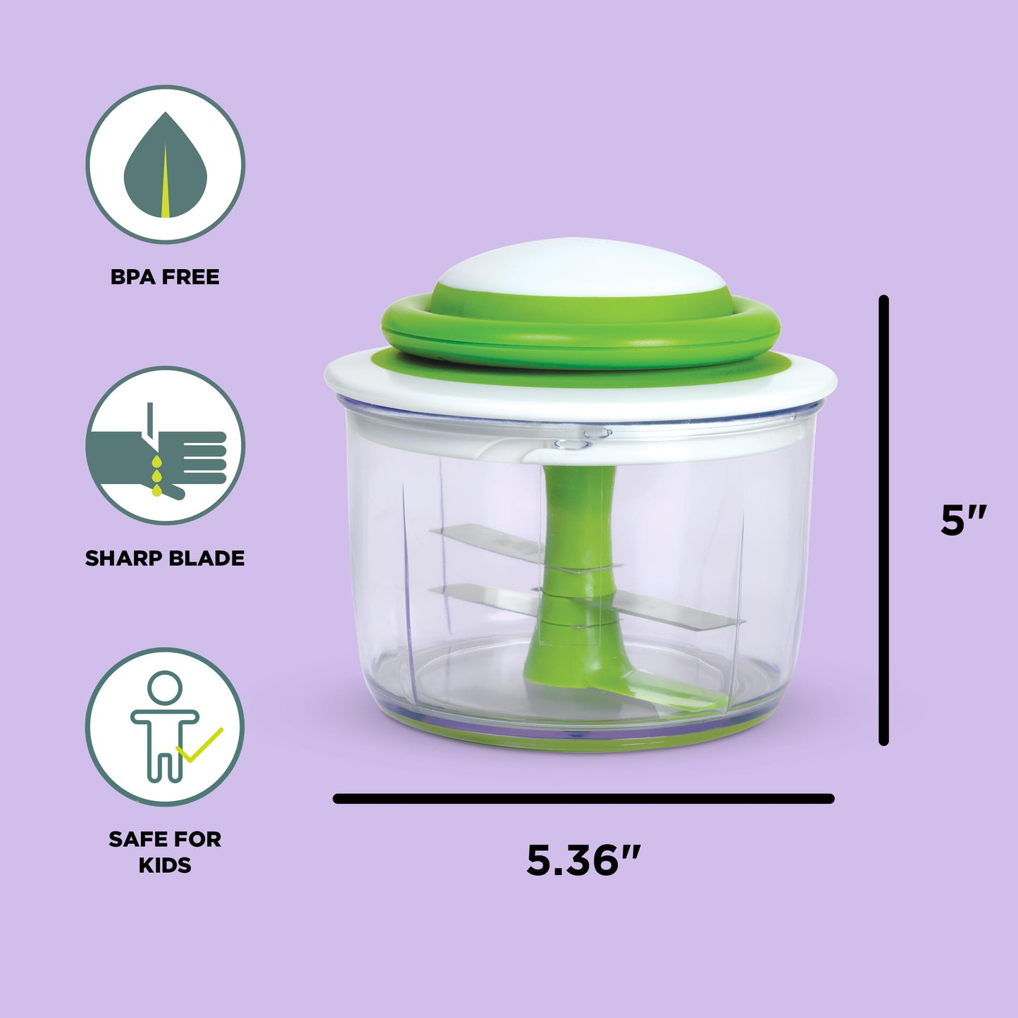 Chef'n VeggiChop Hand-Powered Food Chopper (Arugula), 5.5" x 5.5" x 5"