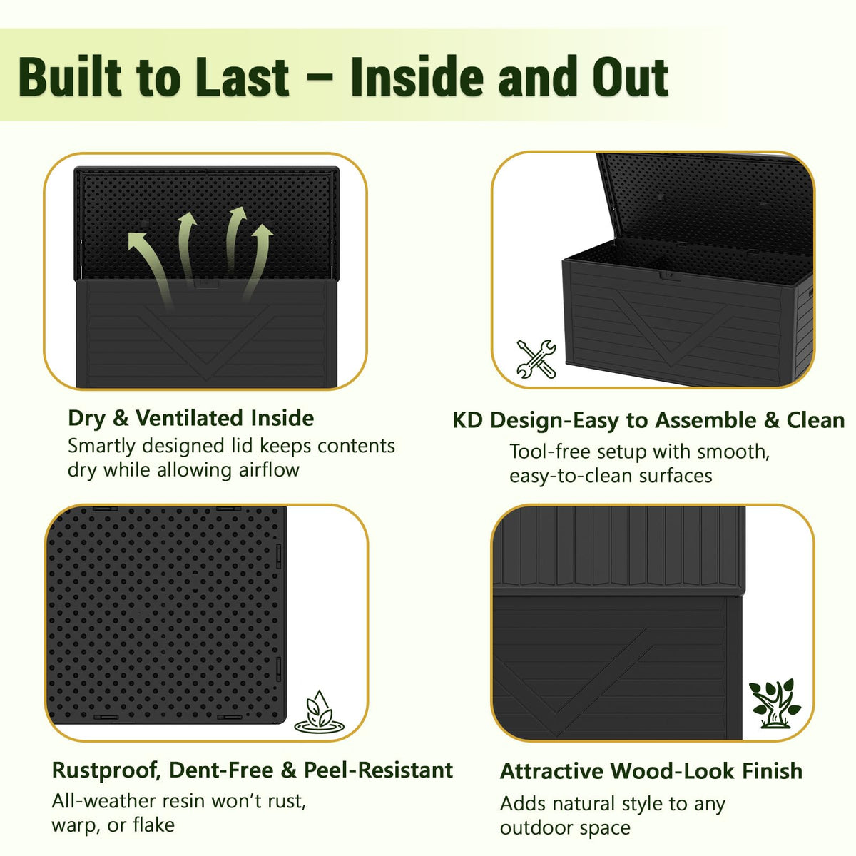 MAKE CHANGES Outdoor Storage Box,260 Gallon Deck Box Outdoor Storage Bench Outside Waterproof Resin Storage Bench, Lockable Patio Cushions, Garden Tools Storage For Furniture, UV Resistant