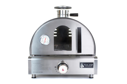 Mont Alpi 17"W x 18"D x 19"H Stainless Steel Premium Outdoor Kitchen Countertop Table Top Portable Propane Gas Pizza Oven with Grease Tray + 12" Pizza Stone - Great for Camping Backyard and Tailgating