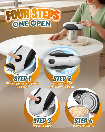 Zoomsnail Electric Can Opener, Automatic Rechargeable Can Openers with One-Touch Smooth Edge & Magnetic Lid - Hands-Free Easy-Grip Opener for Seniors with Arthritis and Most Cans