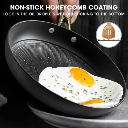 imarku 3 Pcs Non Stick Frying Pans Set, 8+10+12 Inch Nonstick Cast Iron Skillets with Stay Cool Metal Handle, Dishwasher & Oven Safe, Induction Compatible Cooking Pan