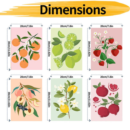 YALKIN 6 Packs Paint by Number Kits for Adults Beginners, DIY Acrylic Painting by Number Kits on Canvas Without Frame,Fruits Adults Paint by Number for Home Wall Decor Gifts 20x30CM/7.8x11.8IN