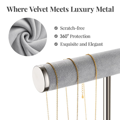 bussdis 2 Tier Bracelet Holder Display - Detachable T Bar Grey Velvet Bracelet Holder, Jewelry Holder Organizer for Bracelet, Necklace, Earrings, Rings
