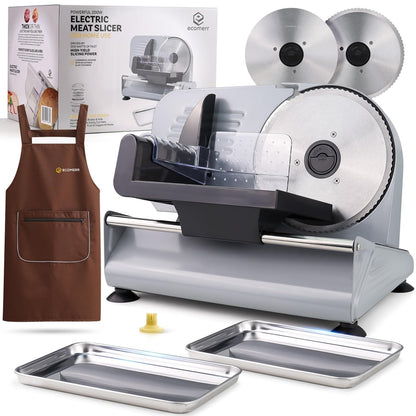 Meat Slicer, 200W Powerful Electric Food Slicer-Deli Meat Slicer Machine for Home Use for, Cheese, Bread, Vegetables-2 Round 7.5" Stainless Steel Blade, Child Lock Protection & Adjustable Thickness