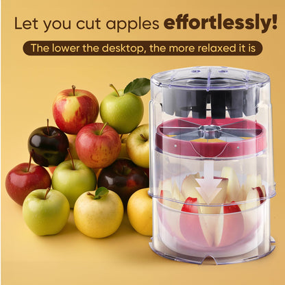 Newness 5.12-Inch Apple Slicer - 8 Slices, Ultra-Safe & Heavy-Duty Stainless Steel Extra Large Apple Cutter, Upgraded Cut Apples All The Way Through, with Transparent Bowl