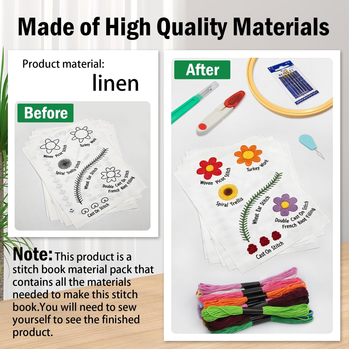 2026 Upgraded Embroidery Stitch Book Kit, 106 Patterns DIY Book Embroidery Kit with Full Tools and Tutorial, Portable All-in-One Hand Beginner Embroidery Book for Adults & DIY Craft Lovers