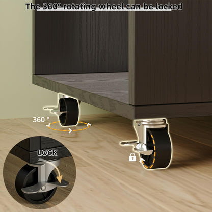 IRONCK Kitchen Island with Power Outlet & Drop Leaf, 47.2" Width Rolling Kitchen Island on Wheels with Storage, Mobile Kitchen Island Cart with Spice Rack, Open Shelves and Drawer, Black