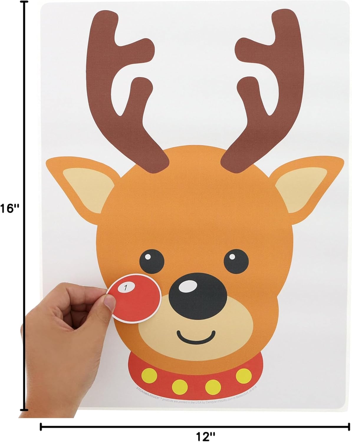 Stickamajigger Stick the Red Nose on the Reindeer Poster Game - Restickable & Reusable
