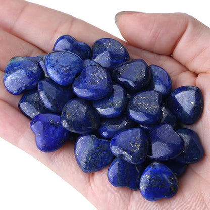 NUKAYAI 20PCS Lapis Lazuli Stone Crystal Heart Shaped Stones Polished Healing Crystals Natural Cute Pocket Trinket Gemstone Reiki Wholesale Set Balancing Meditation Mothers Day Bulk Gifts for Women