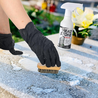 Mixweer 8 Pcs Headstone Cleaner Kit for Grave Cemetery Cleaning Granite and Stone Daily Cleaner Includes Spray Cloth Bristle Crevice Brush Scrub Brush Cleaning Sponge Disposable Gloves Plastic Scraper