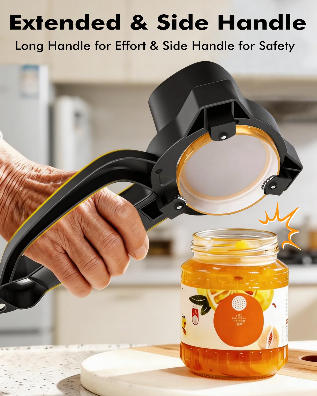 AMOSA Electric Jar Opener with Gripper Pad, Auto-Tighten & Manual Twist Jar Lid Opener, Lid Opener & Bottle Opener for Seniors, Arthritis Sufferers, Weak Hands