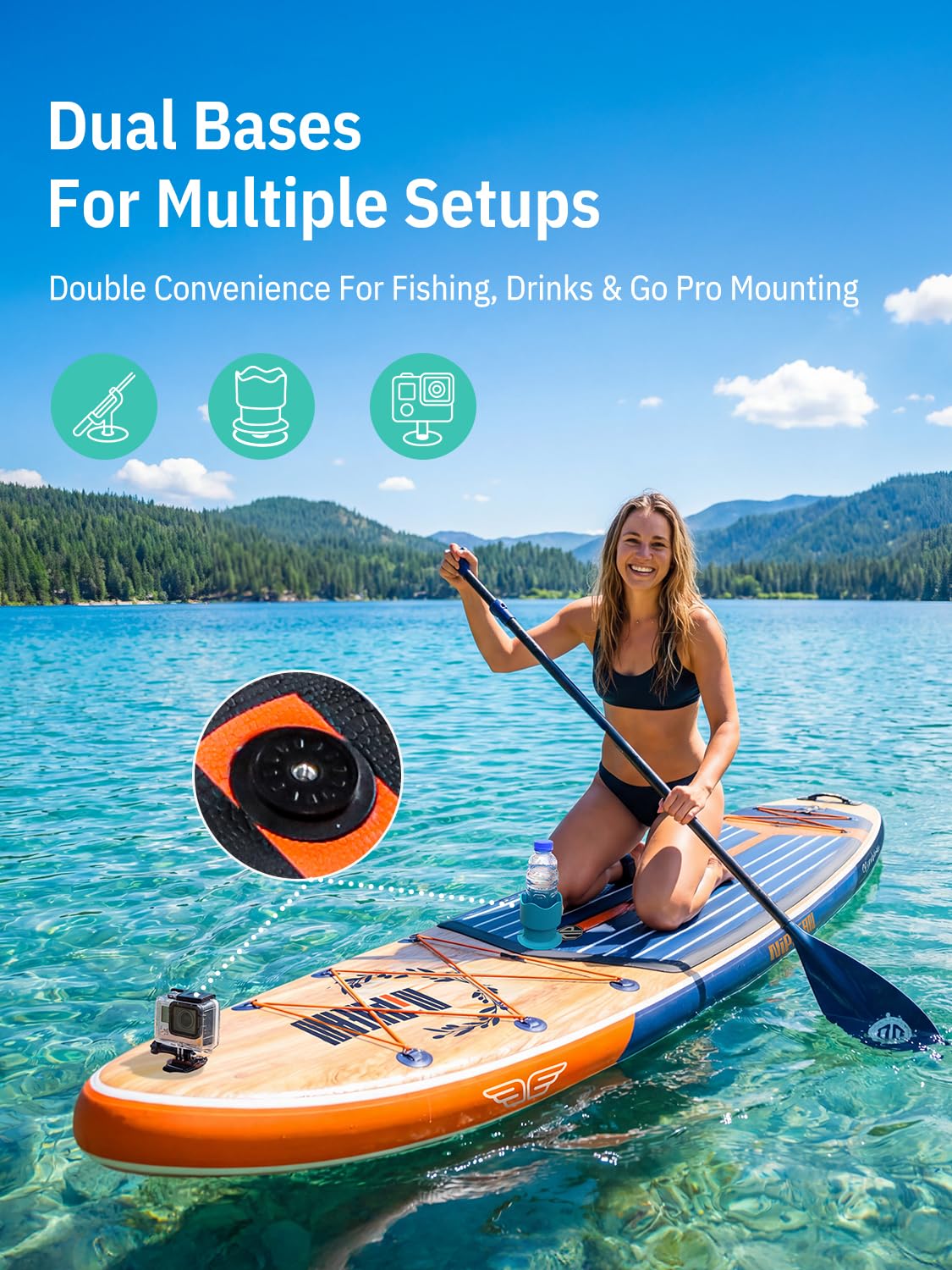 Niphean (Extra Large) Inflatable Paddle Board, SUP for 2+1 People/Family 500lbs Capacity Stand Up Paddle Board with SUP Accessories, StabilTrac Fin Non-Slip Paddleboard for Adults-Light Gray