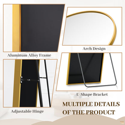 Suidia Arched Oversized Full Length Mirror Floor 82"x44" - Large Freestanding Full Body Mirror with Aluminum Alloy Frame, Tempered Glass, Gold, Leaning/Wall Mounted for Bedroom, Living Room, Entrance