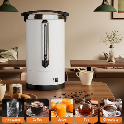 Garvee 14 L/100 Cups Coffee Urn-3.8 gal Double Wall Commerical Coffee Maker for Buffet Catering Wedding Gathering,Large Capacity Hot Coffee Dispenser,Stainless Steel Hot Water Urn-White