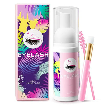 Buqikma Eyelash Shampoo | Gentle Cleanser Kit with Wash Brushes - 60ml/2.02 fl. oz for Salon & Home Care