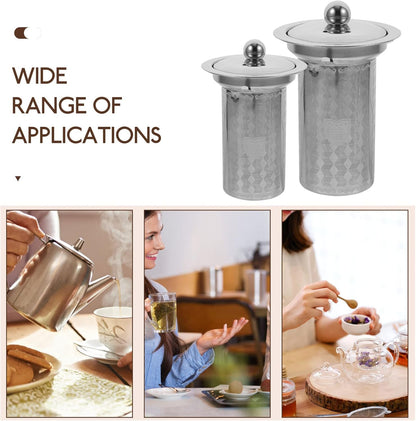 HEMOTON Tea Infusers for Loose Tea, 2Pcs Stainless Steel Strainers, Fine Mesh Steeper, Tea Basket Insert
