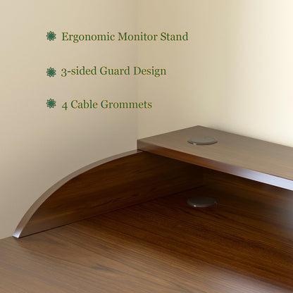 OSCHF Long Desk with Monitor Stand - 71" Double Long Computer Table for 2-Person Workstation, Large Writing Study Work Desk for Home and Office, Walnut