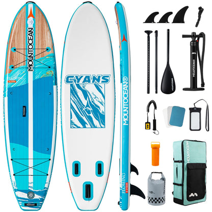 Mountocean 10'6" Inflatable Stand Up Paddle Board - 450lbs Max Capacity Ultra-Stable SUP for Adults & Youth - Non-Slip EVA Deck, All-Around ISUP with Complete Accessories