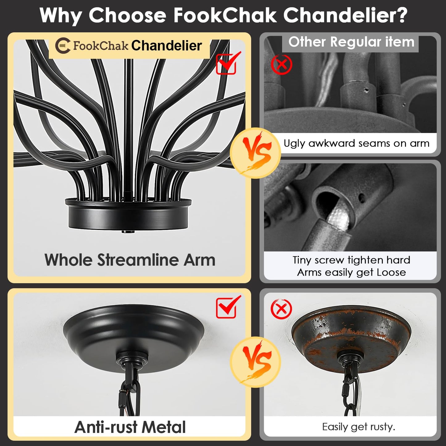 FookChak 24 Light Black Chandelier 51'' Large Candle Chandeliers for High Ceiling Foyer Modern Farmhouse Chandelier Light Fixture for Large Living Room Dining Room Stairs Entry Restaurant Hotel