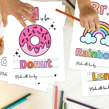 Baby's First ABC Book Baby Shower Activity, Boho Sun Baby Shower Guest Book Alternative with Alphabet Coloring Pages, Educational Keepsake & Activities, Sunshine Baby Shower Games Craft Kit