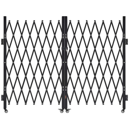 VEVOR Double Folding Security Gate, Lockable Scissor Gate with 360° Swivel Casters, Outdoor Barricade Steel Retractable Gates, for Entry Security, Garage, Warehouse & Pool, 145.67 x 63.19 in (W x H)