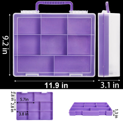 Okllen 2 Layers Plastic Organizer Container Box, 8 Compartments Bead Organizer Clear Craft Storage Box, for Art DIY Supplies, Sewing Tools, Jewelry, Fishing Tackle Box, 11.9x9.2x3.1inch