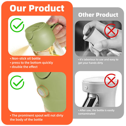 TrendPlain 16oz/470ml Glass Olive Oil Sprayer for Cooking – 2 in 1 Olive Oil Dispenser Bottle for Kitchen Gadgets and Air Fryer Accessories, Salad, BBQ - Green