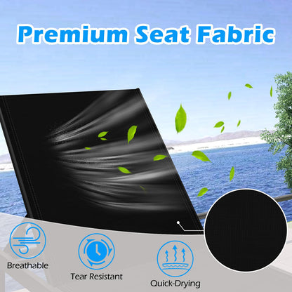 HAPPYGRILL Aluminum Chaise Lounge Chair, Heavy-Duty Patio Recliner W/ 6-Level Backrest & Breathable Fabric, Outdoor Lightweight Reclining Lounge Chair for Backyard, Poolside, Porch (2, Black)