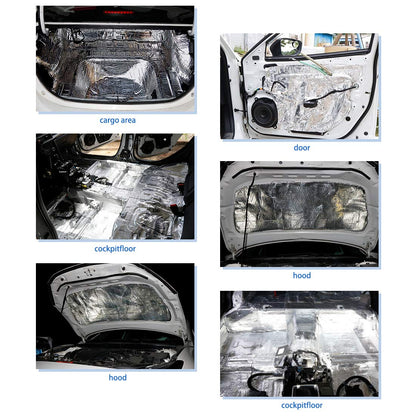 uxcell 394mil 10mm 21.5sqft Sound Deadening Mat Aluminum Foil Foam Car Fender Engine Heat Sound Deadener Insulation Mat 79" x 40" for Cars