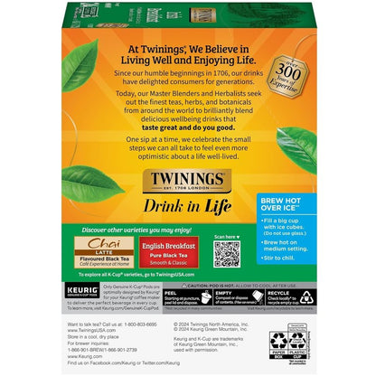 Twinings Irish Breakfast Black Tea K-Cup Pods for Keurig, 24 Count (Pack of 2), Robust, Strong, Bold Flavour, Caffeinated, Enjoy Hot or Iced