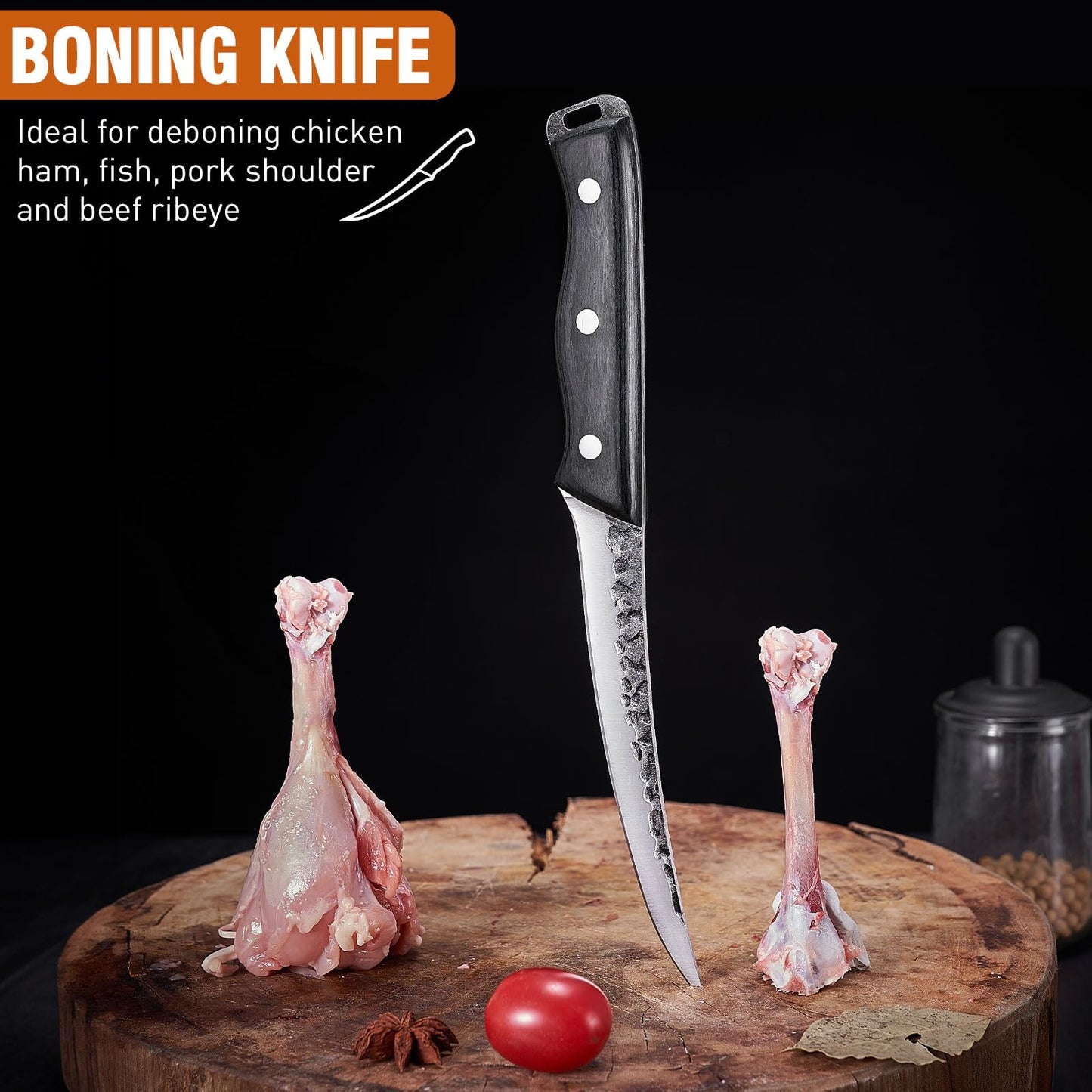 Naitesen Professional Butcher Knife Set 3, Bullnose Meat Carving knife Breaking Knife Boning Knife Hand Forged Very Sharp for Meat Cutting Home Kitchen Cooking BBQ Gifts for Men Women