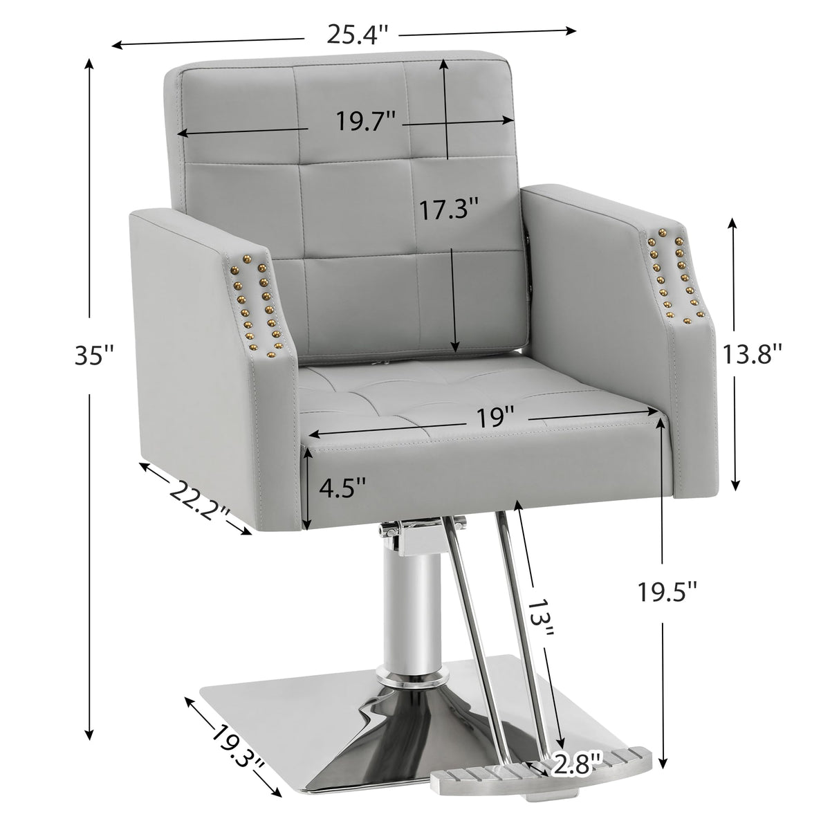 BarberPub Classic Salon Chair for Hair Stylist,Hydraulic Barber Styling Chair,Beauty Salon Spa Equipment 8818 (Grey)