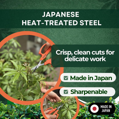 Saboten 6.3" Japanese Harvesting Shears, Magnetic Springless Assist, Fine-Tip Angled Blade, Fluorine-Coated Stainless Steel, Ergonomic Non-Slip Grip, Safety Lock, Made in Japan