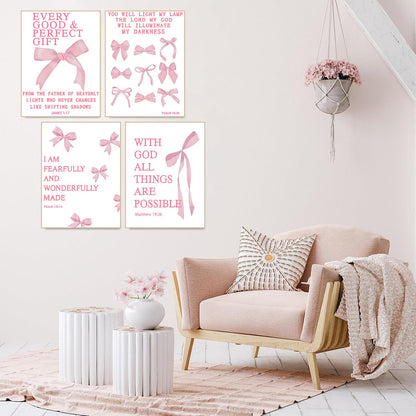 4Pcs Pink Bow Special Shape Diamond Art Kits for Adults Beginners,Full Round Drill Cute Coquette DIY 5D Diamond Painting Kits,Paint by Diamonds Dot Gem Art Crystal Easy,Home Wall Decor&Gift-12x16in