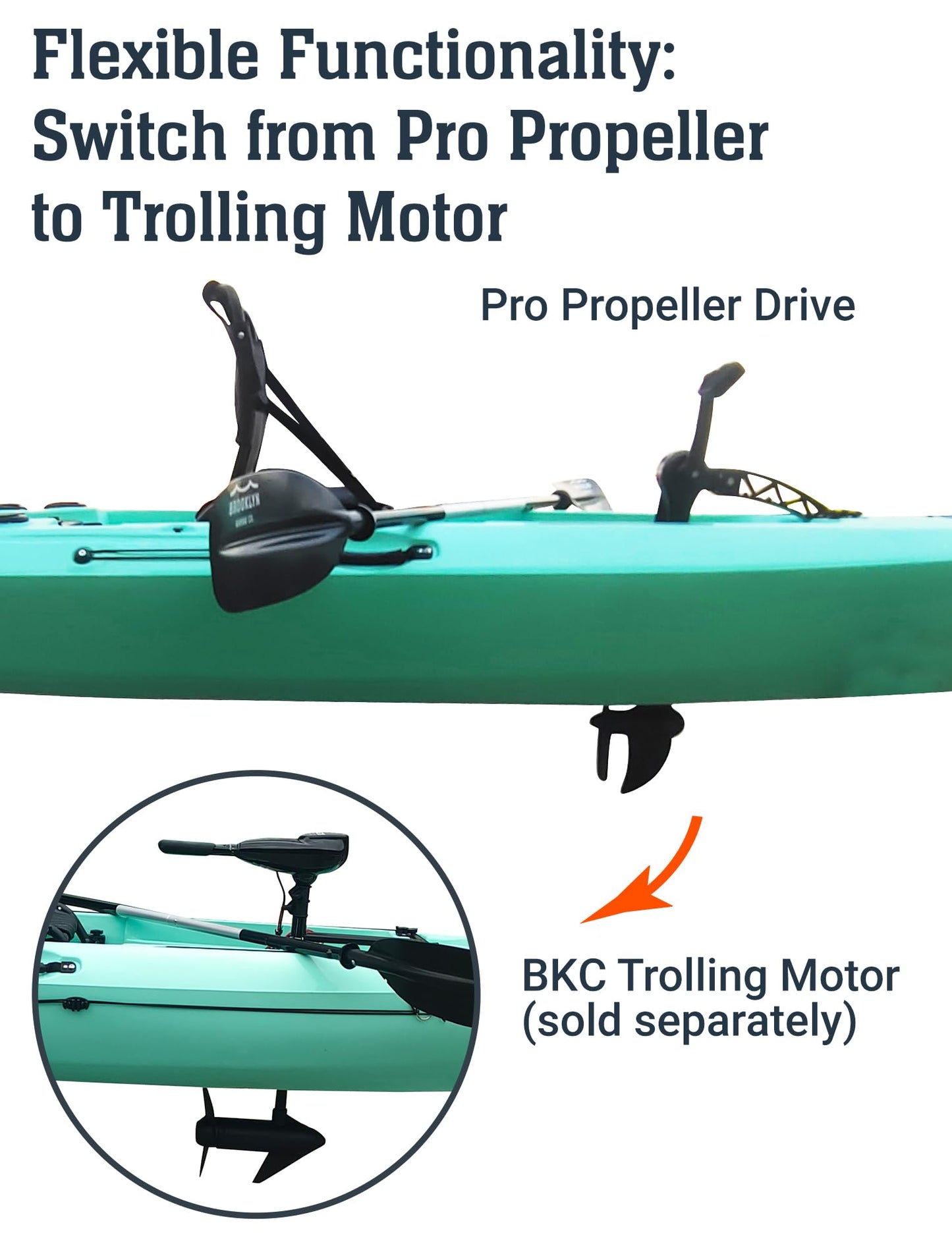 Upgraded Brooklyn 12.0 Pro Pedal Drive Propeller Kayak by BKC, 12 ft Hands-Free Single Fishing Kayak, Rudder Steering, 70 lb Hull, Watertight Storage & Adjustable Seat (Camo)